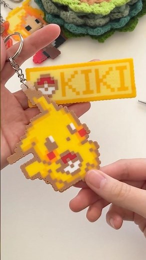 Pikachu perler bead keychain gift⚡️💛 #pikachu #craft #diykeychain #crafting #perlerbeads #keychain