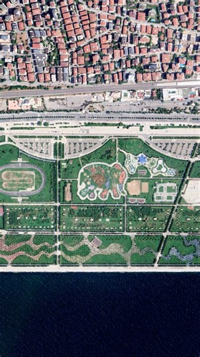 22M views · 10K reactions | Orhangazi City Park, located on the Anatolian Side of Istanbul, Türkiye, was greatly expanded around 2014 using land reclamation. The narrow, 4.7-acre (19,000-square-meter) original park was built out into the Sea of Marmara, now covering 278 acres (1.1 million square meters). The park contains numerous attractions, including playgrounds, various sports fields, a skatepark and skating track, plant mazes, rest areas, and more. | Daily Overview | Facebook
