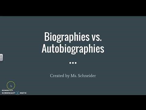 Biography Unit: Biographies vs. Autobiographies Mini-Lesson