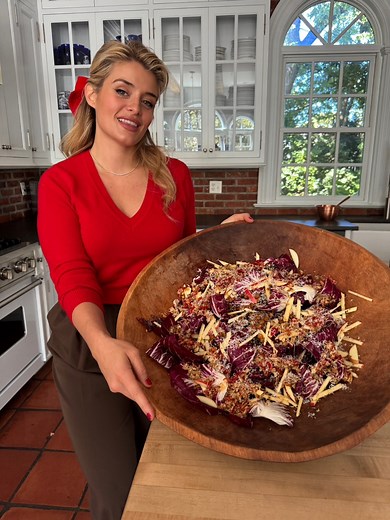 384K views · 4.6K reactions | Chicory & Roasted Chickpea Salad with Parmesan, Dates & Sun-dried Tomato Vinaigrette 綾 rich, light, tangy, sweet, tender, crunchy — this salad has it all! for salads to compete on a holiday table, they should be remarkable in simplicity or remarkable in over the top flavor…and we took the second option tonight, beautiful people ❤️ | Daphne Oz | Facebook