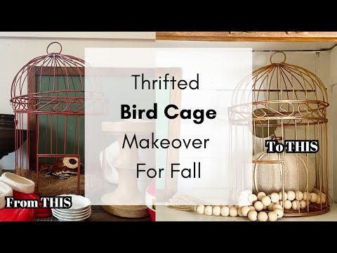 Thrifted Bird Cage Makeover For Fall