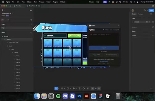 Figblox is a two-plugin system for moving UI from Figma into Roblox Studio. Here’s a quick example of how .scrollingframe and .scrollviewport work.#robloxui #robloxdev #figma