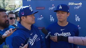 Yoshinobu Yamamoto discusses his first Spring Training experience: "The vibe of the team and the clubhouse is amazing." | Spectrum SportsNet LA