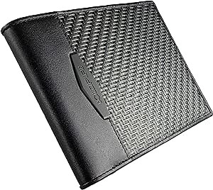 ColdFire Tactical Carbon Fiber Wallet with Coin Pocket & ID Window for Men - Handmade EDC Genuine K-Leather - Slim Bifold RFID Credit Card Holder