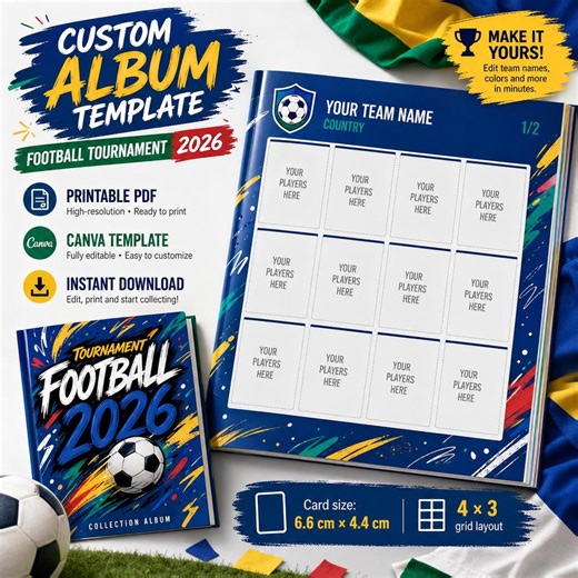 Custom FIFA World Cup 2026 Sticker Album PDF Template | Panini Style Canva - Etsy