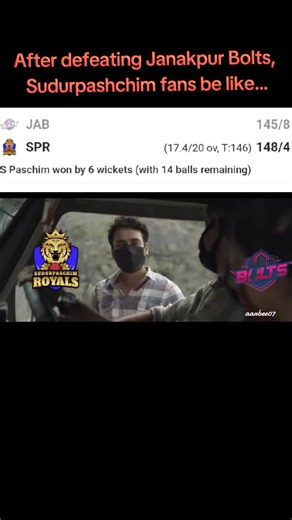 After defeating Janakpur Bolts, Sudurpashchim fans be like…@Chakra Bam @🕉️🇳🇵 @davidgiri #fypシ゚ #foryoupage❤️❤️ #fyp #viral @NPL-Nepal Premier League🏏🇳🇵 @NPL - Nepal Premier League @cricket associa of🇳🇵 Nepal✌️ @Dipendra singh Airee @KDCC TEAM @Hemant Dhami @Sujalbam54