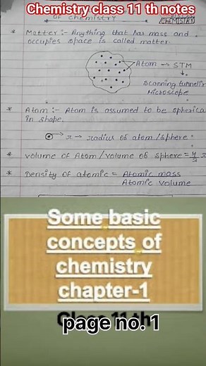 chemistry class 11 th notes// chapter 1 // some basic concepts of chemistry #studynotes