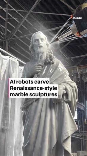 223K views · 1.8K reactions | A robotic Renaissance. Monumental Labs is using AI-powered robots to carve stunning marble sculptures, blending fine art traditions with cutting-edge technology. Their robotic platform is making stone carving faster, cheaper, and more accessible, bringing Renaissance-like craftsmanship to the modern world. | cheddar news | Facebook