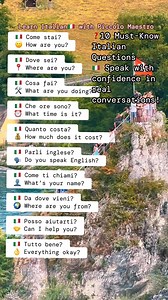 ❓10 Must-Know Italian Questions🇮🇹 Speak with confidence in real conversations! #LearnItalian #ItalianQuestions #SpeakItalian #ItalianVocabulary #ItalianConversation #ItalianForBeginners #QuickItalian #FlashWords #ItalianReels | Piccolo Maestro