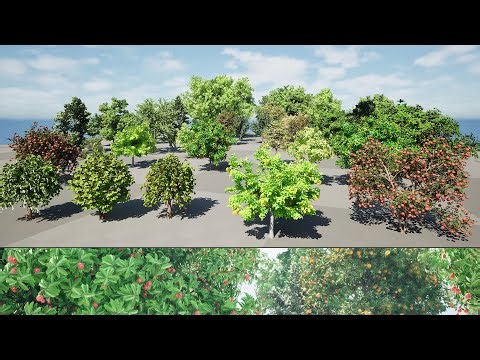 highly detailed Fruit Trees 3D animation in unreal engine