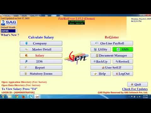 Gen Payroll Software Demo SAG Infotech
