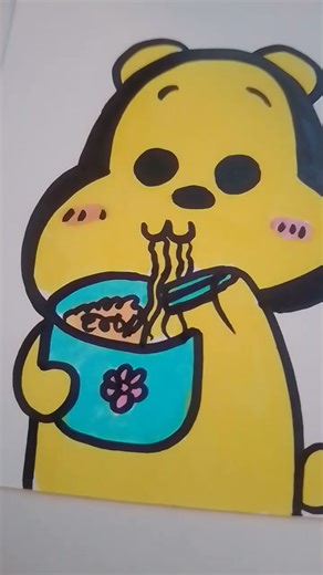 A cute poo eating noodles 🍜#shorts#trending#art