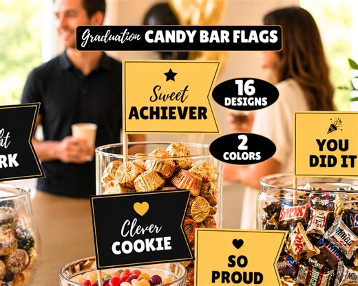 Graduation Candy Bar Flags, Printable Graduation Party Candy Signs, Class of 2026, Grad Table Decor, Candy Buffet Label Decorations - Etsy Australia