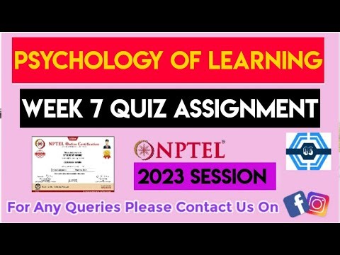 Psychology Of Learning Week 7 Quiz Assignment Solution | NPTEL 2023 | SWAYAM
