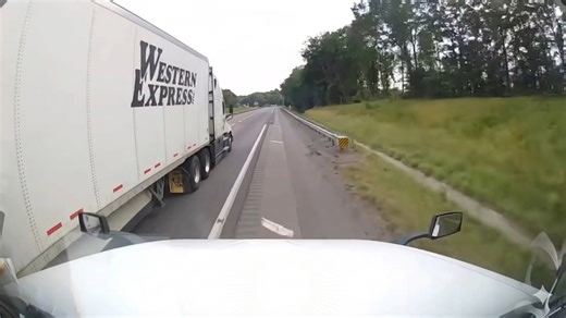 Impatient driver cuts off a truck not once but twice because his ego couldn’t handle being passed