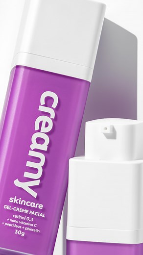 Creamy Skincare on Instagram: "O nosso retinol voltou para o estoque! 💜 É a primeira fórmula nacional com vitamina A pura em sua máxima concentração. São muitos benefícios ao incluir o roxinho na sua rotina, olha só: - é um potente antissinais: diminui rugas e linhas finas; - promove uniformidade no tom da pele, reduzindo manchas; - melhora a textura irregular; - estimula a regeneração celular; - aumenta a síntese de colágeno e elastina; - reduz a aparência dos poros; - controla a oleosidade ex
