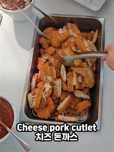 [braised spicy chicken & Cheese pork cutlet] Satisfying Korean buffet plating ASMR. 🍱🥢#mukbang #fyp