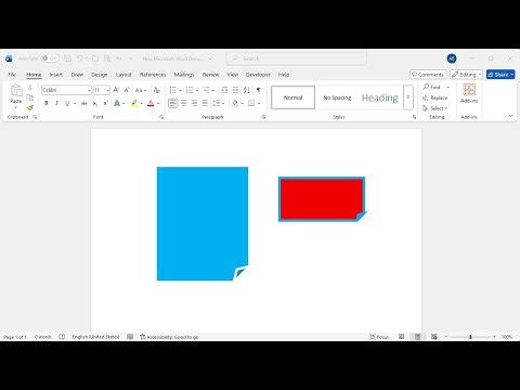 How to insert rectangle with folded corner shape in word
