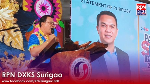 Statement of Purpose by Carlo P. Tantoy, PhEdD, Chief of the Curriculum Implementation Division, during the Trade, Skills, and Success Expo at Pagpa SHS Igarbo 2026, themed “Shaping Futures: Empowering Senior High School Learners for Career Success.” | RPN DXKS Surigao
