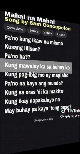 Mahal Na Mahal lyrics - Sam Concepcion full song lyrics