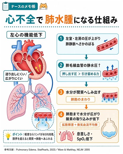 心不全で肺水腫になる仕組み