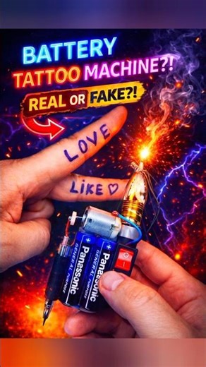 Battery Tattoo Machine Challenge?! DIY Electric Hack Experiment | #shorts #experiment