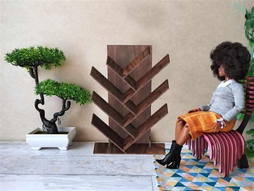 Miniature Modern Bookcase Tree, 1:6 Scale Dollhouse Furniture Digital File Kit - Etsy