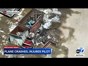 Pilot hospitalized in critical condition after fiery plane crash in Ventura County