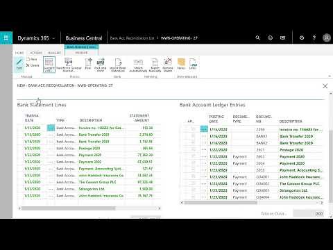 Dynamics 365 Business Central - Performing a Bank Reconciliation
