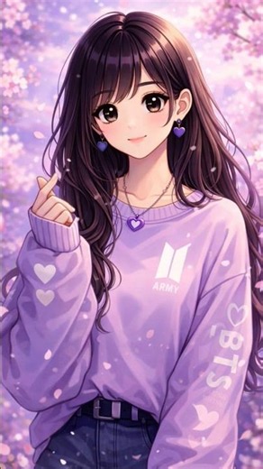 🌸 Cute Anime Girl Under Cherry Blossoms & Moonlight 🌙 | Aesthetic Relaxing Wallpaper ✨💜