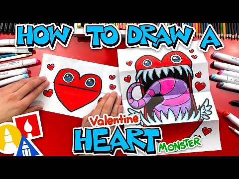 How To Draw A Heart Monster - Folding Surprise