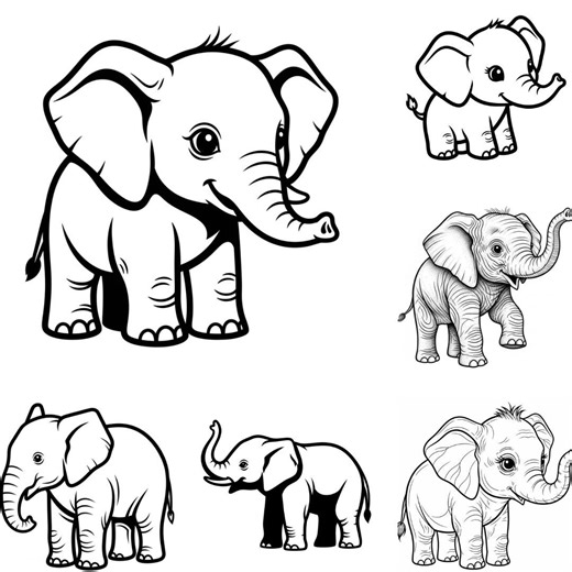Baby Elephant SVG PNG Bundle – 16 Files | Cute Baby Elephant SVG | Baby Animal Clipart | Nursery Cricut Cut Files - Etsy