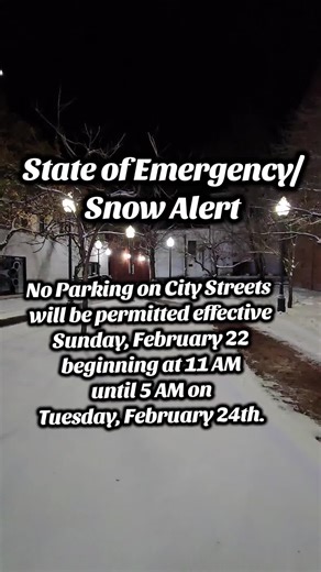 Due to a major winter storm expected Sunday into Monday, bringing heavy snow, strong winds, and hazardous conditions, the City of Middletown is declaring a State of Emergency beginning Sunday, Feb. 22 at 11:00 AM through Tuesday, Feb. 24 at 5:00 AM. No parking on City Streets will be in effect during this time. Violators will be towed. City of Middletown owned parking lots will be open during this time and free to utilize. Don’t get caught off guard—sign up for our Emergency Alerts using the lin