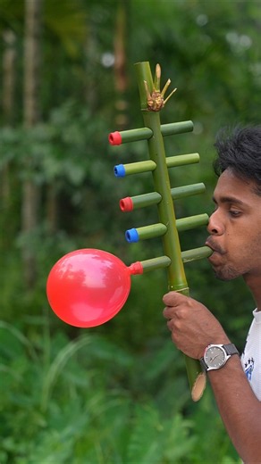 Beautiful Bamboo Hand craft and six colourfull Balloone #Diy #Toys #Idea #Bambooart