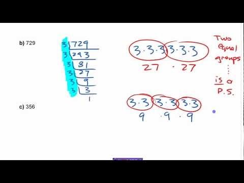 Ma10 4.1 (1) Using Prime Factors to find Perfect Squares and Cubes