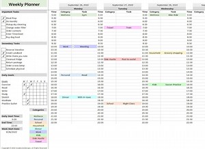 Weekly Planner Excel, Minimalistic, Task List, Daily Goals - Etsy Canada