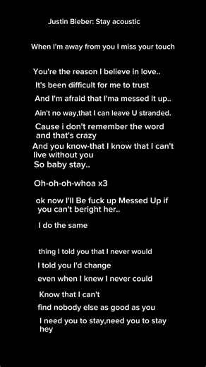 Stay Lyrics by Justin Bieber