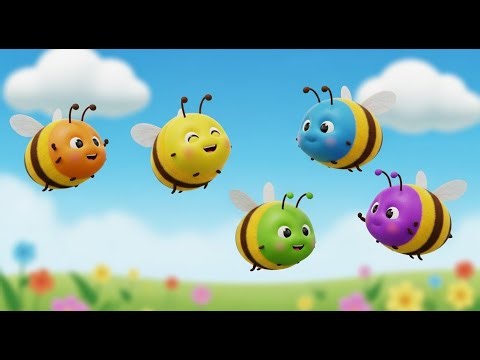 Five Little Bumblebees Hum Hum Hum | Kids Bee Song & Counting Rhymes