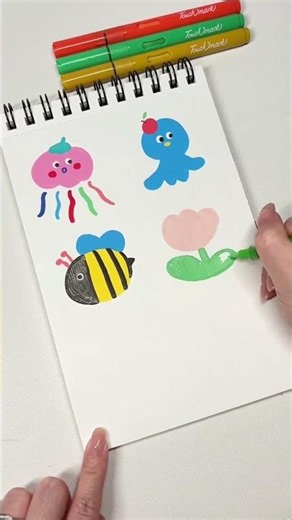 🎨 6 super einfache & schnelle Doodle Charaktere zum Nachmalen! 🐝🐙🍋🌸🤖
