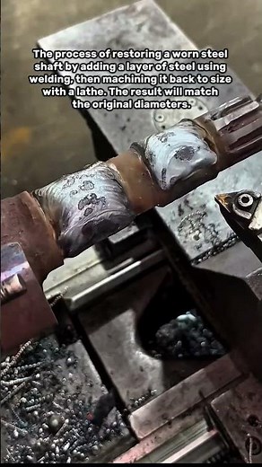Worn Steel Shaft Repair: Weld Lathe Machining to Restore Original #ShaftRepair #WeldingAndMachining