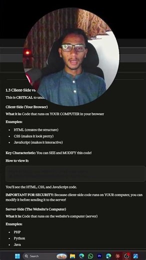 Server side VS client side, and DOM explained #cybersecurity #hackingcourse #coding