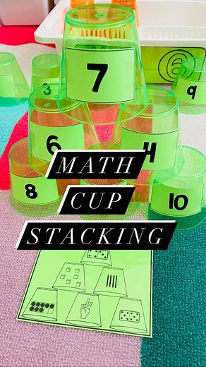 Kindergarten • Math | Math Cup Stacking! •Identify Representation on the Card •Stack Matching Number Cups in the same Arrangement #kindergartenteacher... | Instagram