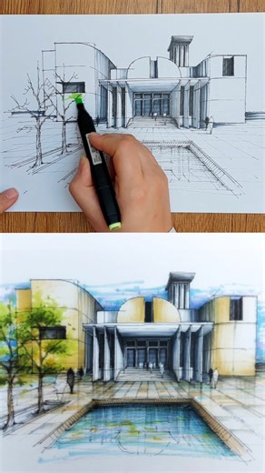 Creativity in One-point Perspective✒️ #architecturaldesign #architecturaldrawing #perspective