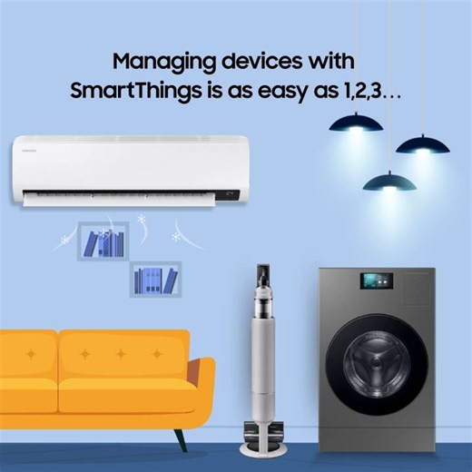 Take control of your home in 3 simple steps! 💡📱 1- Connect your devices instantly 2- Manage them anytime, anywhere 3- Adjust lights, AC, and more — all from one app Download SmartThings today and make your home smarter: http://smsng.co/6188ATwzq #SmartThings #SmartHome #EasyLiving | Samsung