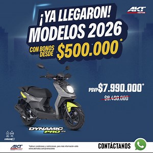 🔥 ¡Es hora de renovar tu moto! 🔥 Lleva tu Dynamic Pro 125 Modelo 2026 desde $7.990.000. 🚀 ¡Los nuevos modelos ya están disponibles! Chatea con nosotros 📲 y te asesoramos en tu compra. 🚀 | AKT Motos