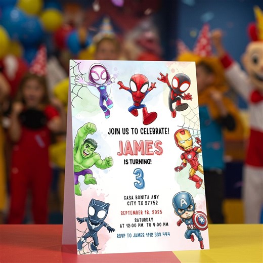 Editable Spidey and His Amazing Friends Birthday Invitation, Spidey Birthday Invitation, Spidey Digital Invitation Card Instant Download - Etsy