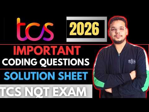TCS NQT Coding Questions Sheet for Upcoming TCS Exam | TCS NQT Coding Preparation 2026
