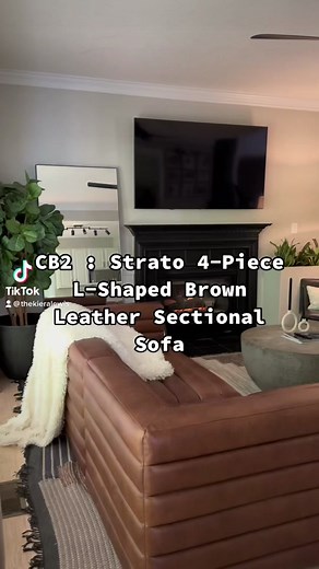 Obsessed with our new Living Room couch from @CB2 Its the Strato 4-Piece L-Shaped Brown Leather Sectional Sofa #furniture #livingroominspo #cb2couch