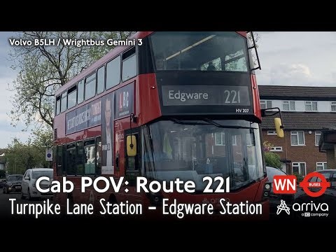 Cab POV: Arriva London Route 221 - Turnpike Lane Station to Edgware Station | Volvo B5LH Gemini 3