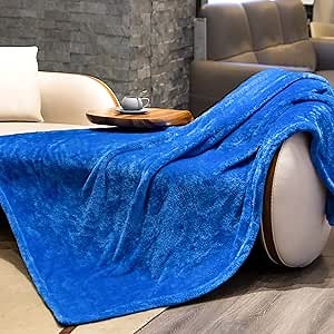 Fleece Throw Blanket Cozy Soft Lightweight Throw Blankets Warm Plush Blue Fall Blankets and Throws Couch Sofa Bed Camping Travel Picnic Outdoor Blanket Bedding Kid Baby Boys Girls Adults 50x70 in